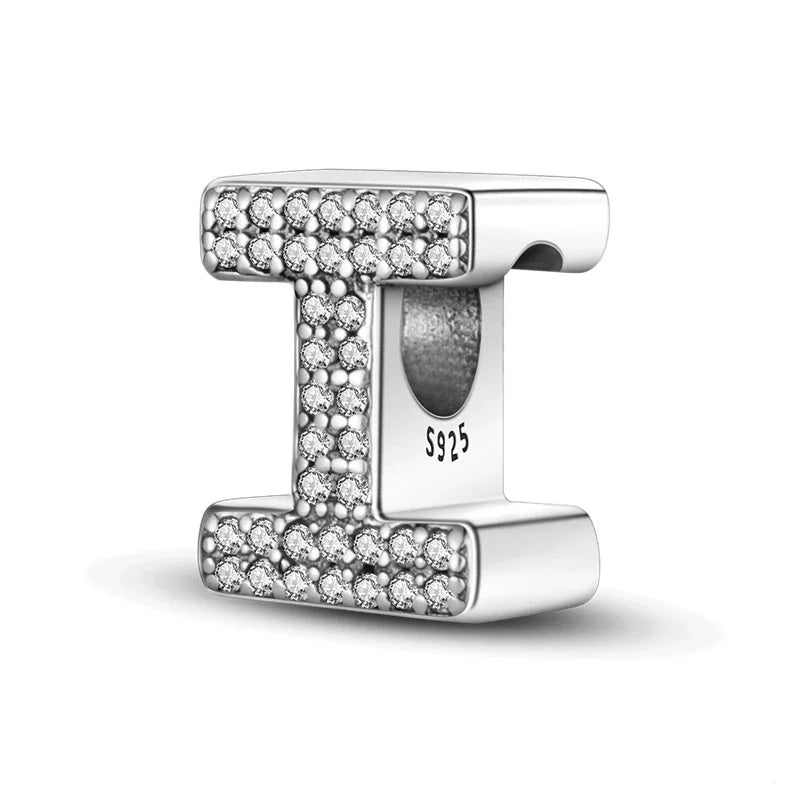 Charm alphabet lettre cristaux en argent Lettre I - Korell charms