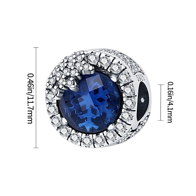 Charm rond flocon givré cristal bleu en argent - Korell charms