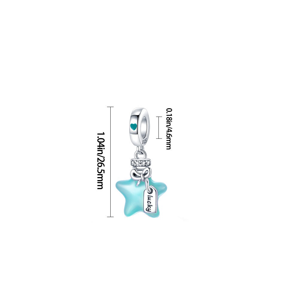 Charm pendentif étoile bleue en argent - lumineux - Korell charms