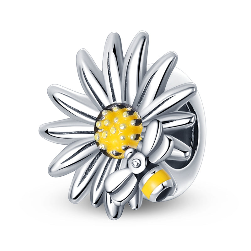 Charm séparateur marguerite et abeille en argent - Korell charms