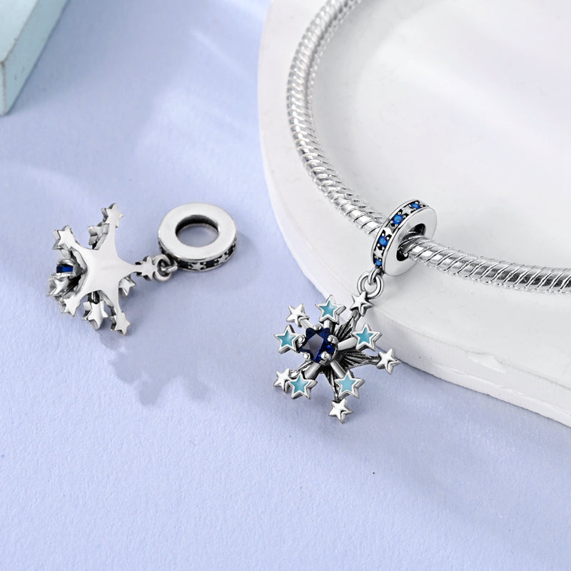 Charm pendentif flocon de neige en argent - lumineux - Korell charms