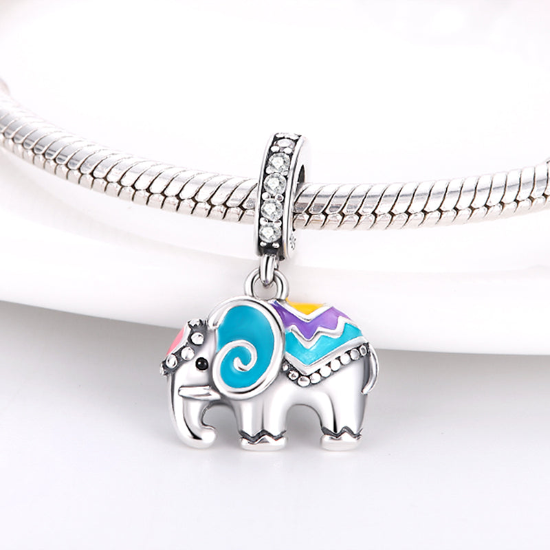 Charm pendentif éléphant en argent - change de couleur - Korell charms