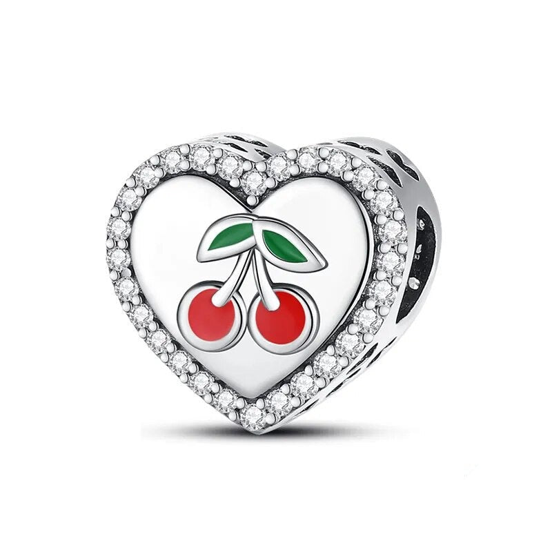 Charm cœur cerises en argent Default Title - Korell charms