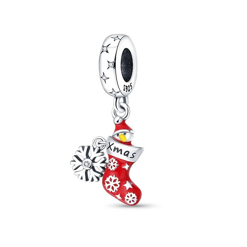 Charm pendentif chaussette de Noël, canard et flocon en argent Default Title - Korell charms