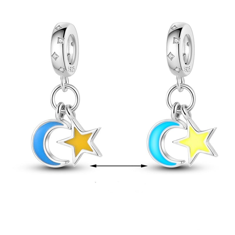 Charm pendentif étoile et lune en argent - lumineux Default Title - Korell charms