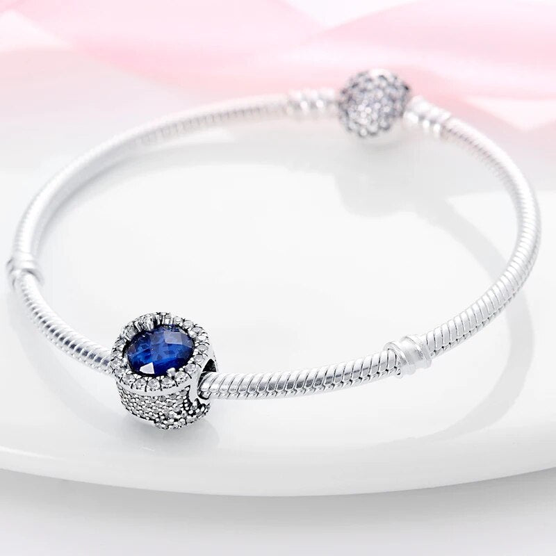 Charm rond flocon givré cristal bleu en argent - Korell charms