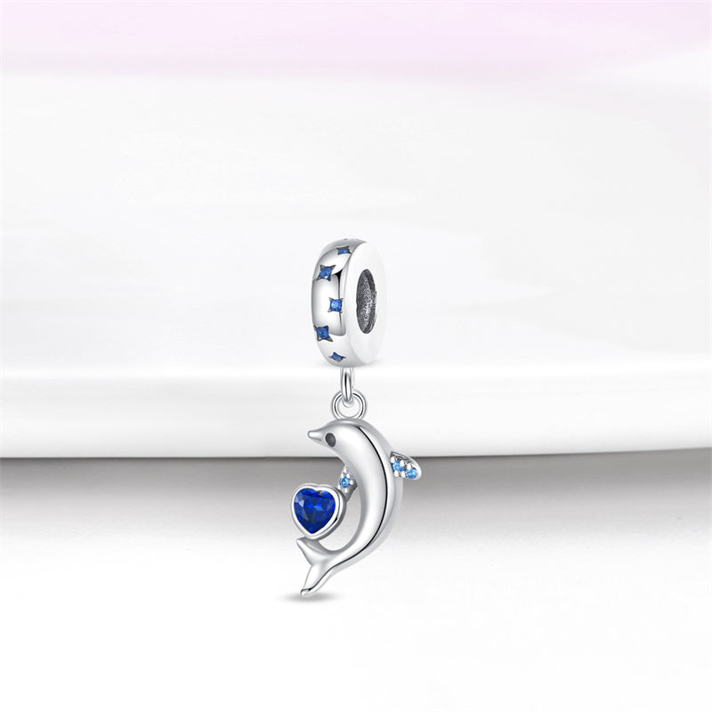 Charm pendentif dauphin et cœur en argent - Korell charms