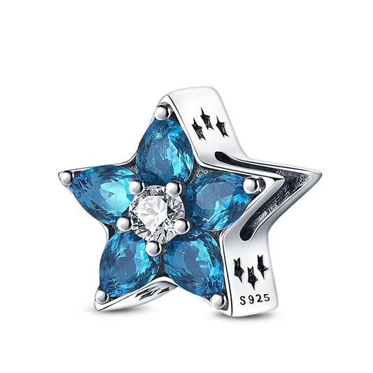 Charm étoile cristaux bleus en argent Default Title - Korell charms