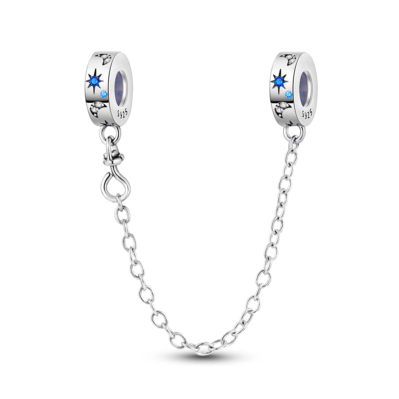 Charm chaine lunes et étoiles en argent - Korell charms