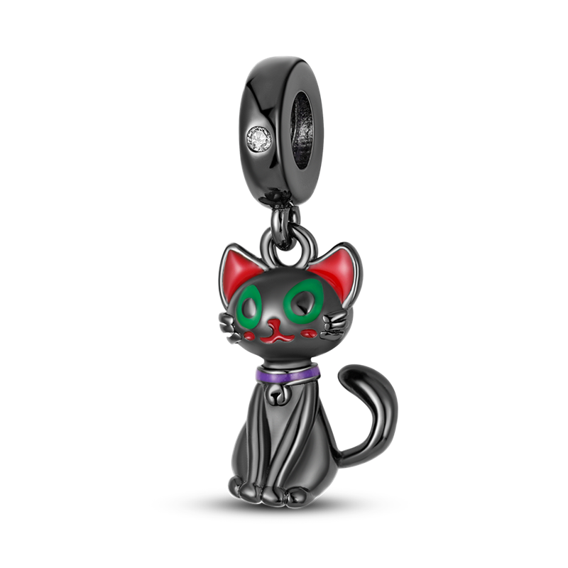 Charm pendentif chat noir en argent Default Title - Korell charms