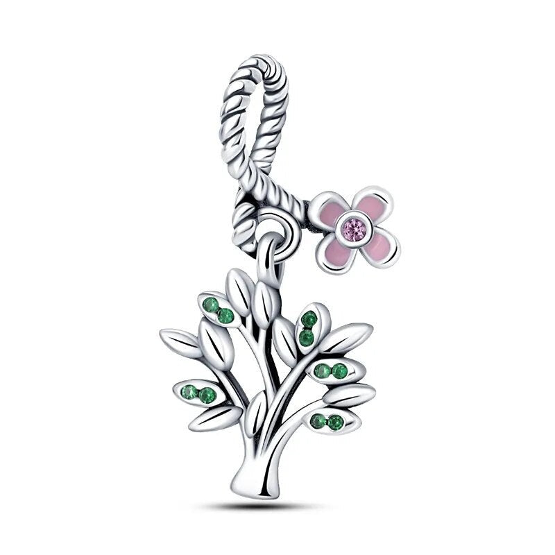 Charm pendentif arbre et fleur en argent Default Title - Korell charms