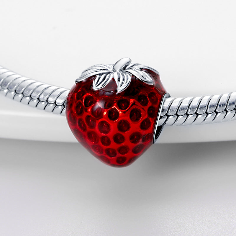 Charm fruit fraise en argent - Korell charms