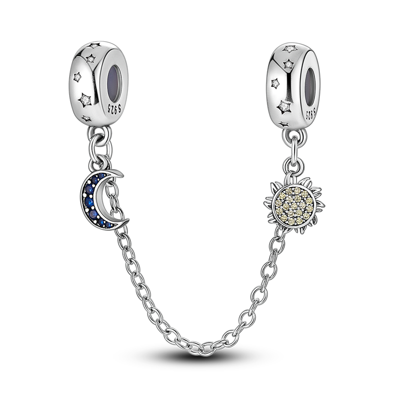 Charm chaine quartier de lune et soleil en argent - Korell charms