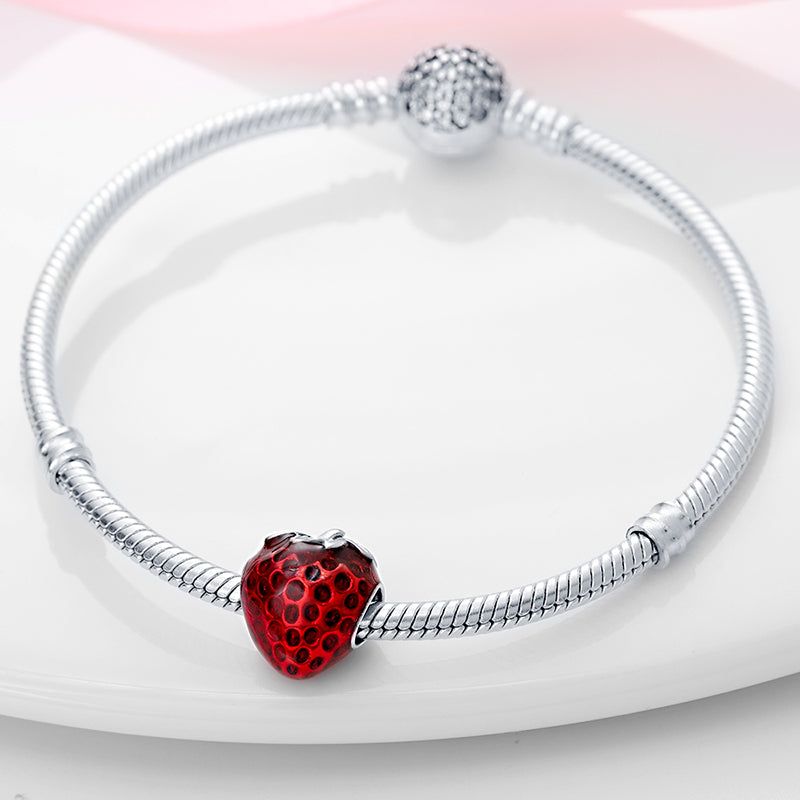 Charm fruit fraise en argent - Korell charms