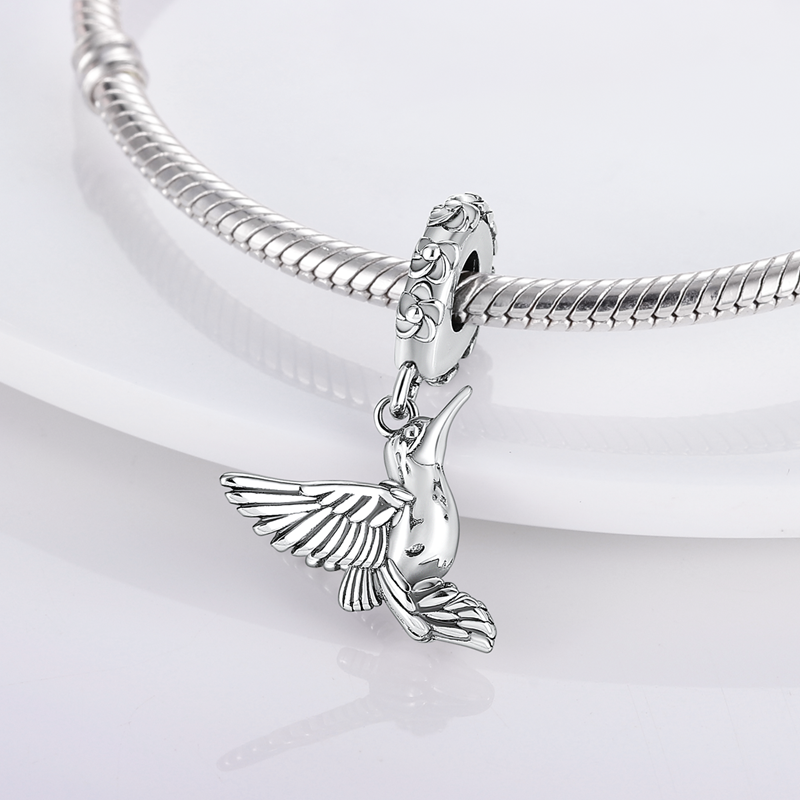 Charm pendentif oiseau colibri en argent - Korell charms