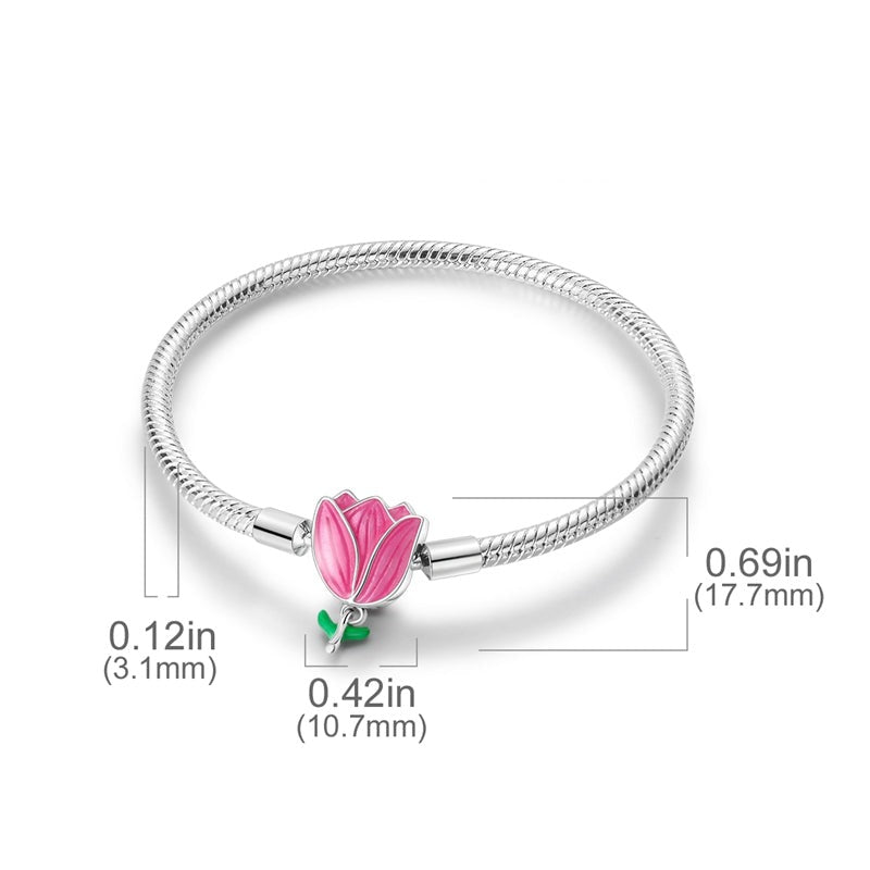 Bracelet pour charms fleur tulipe en argent - Korell charms