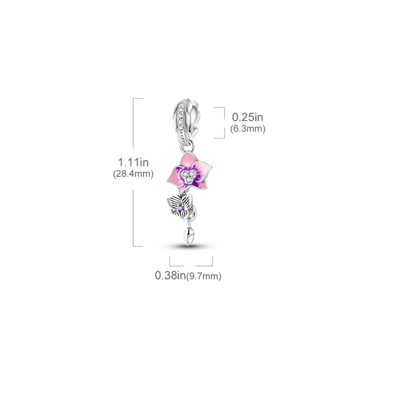 Charm pendentif orchidée en argent - Korell charms