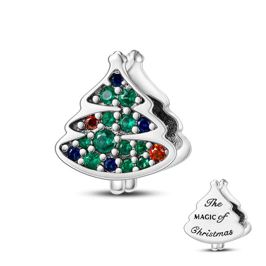 Charm sapin de Noël cristaux verts en argent Default Title - Korell charms