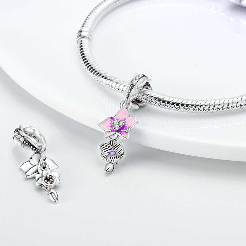 Charm pendentif orchidée en argent - Korell charms