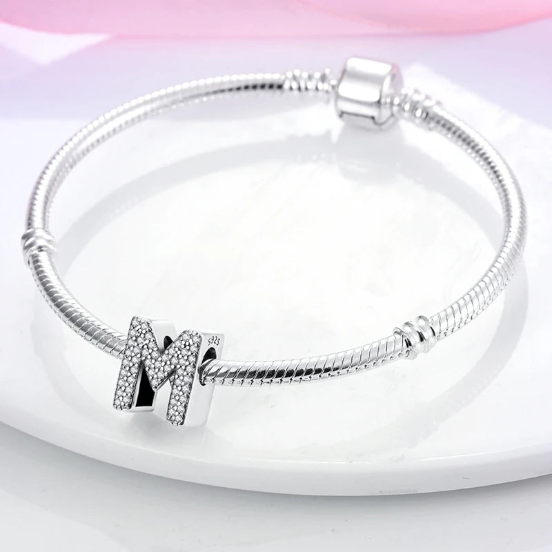 Charm alphabet lettre cristaux en argent - Korell charms