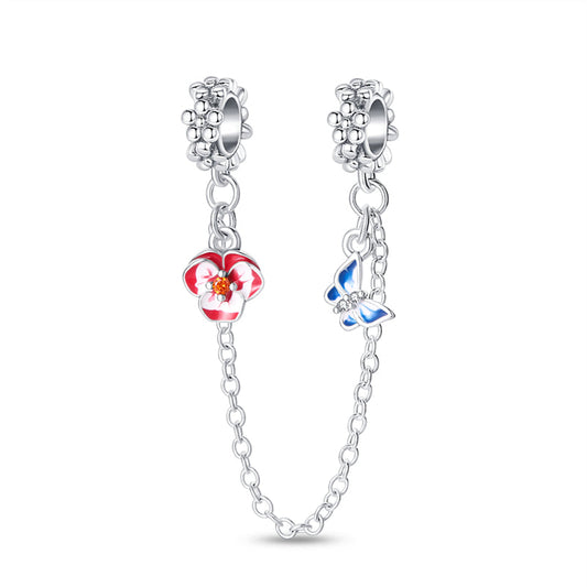 Charm chaine pensée et papillon en argent - Korell charms