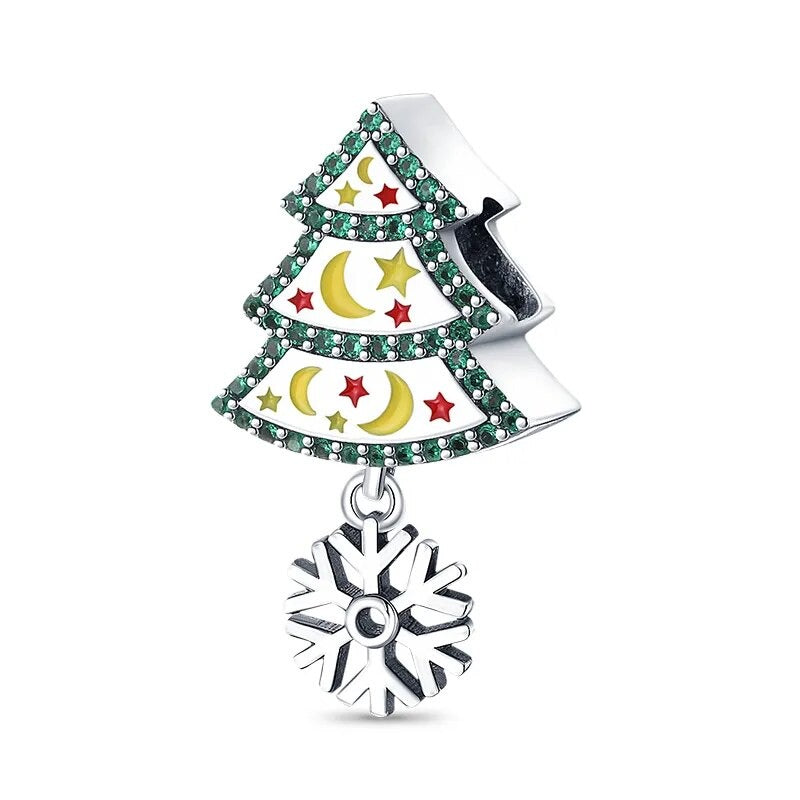 Charm sapin de Noël blanc et vert et pendentif flocon en argent Default Title - Korell charms