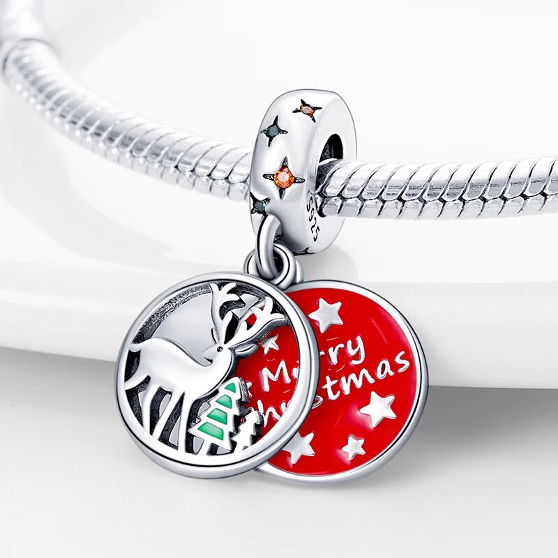 Charm pendentif renne et sapin en argent - Korell charms