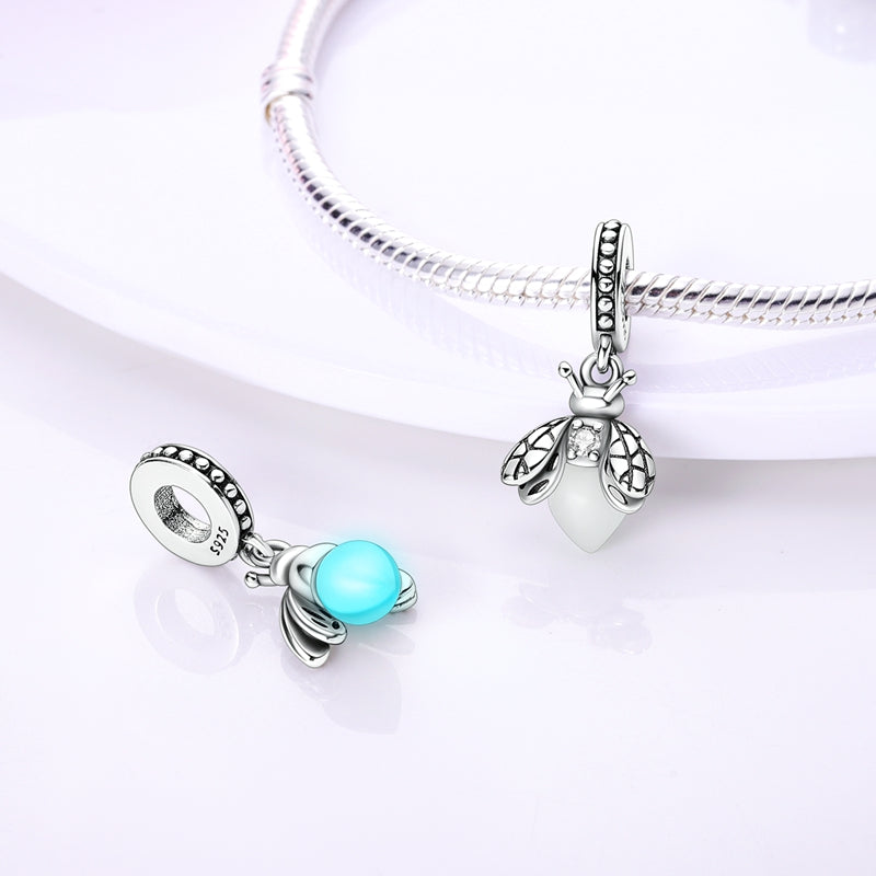 Charm pendentif luciole en argent - lumineux - Korell charms