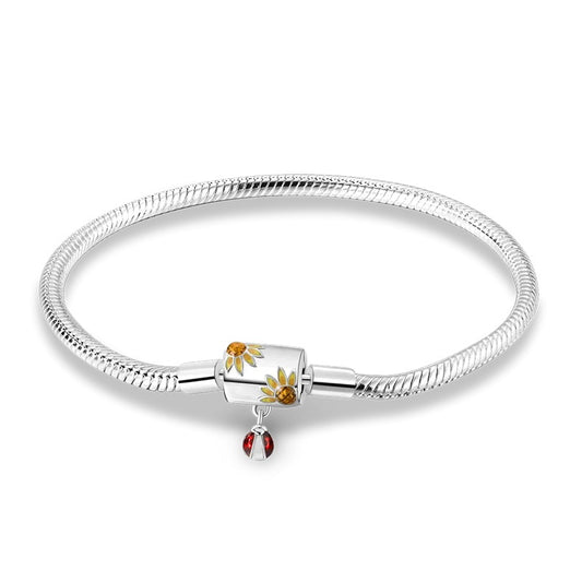 Bracelet pour charms tournesols et coccinelle en argent - Korell charms