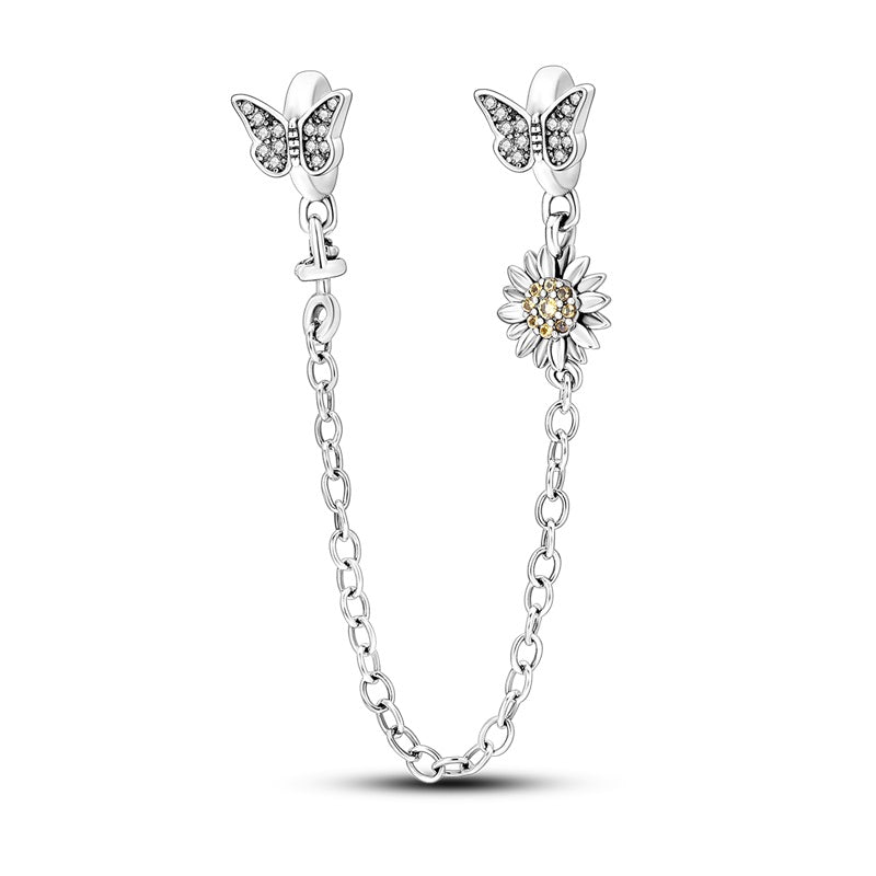 Charm chaine papillons et marguerite en argent - Korell charms