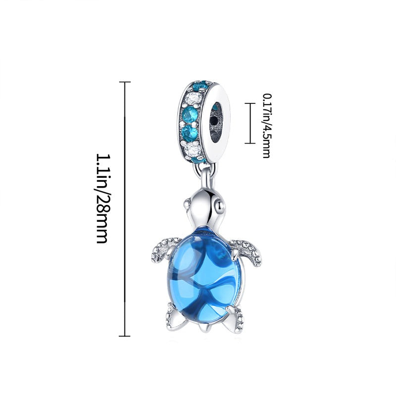 Charm pendentif tortue de mer bleue en argent - Korell charms