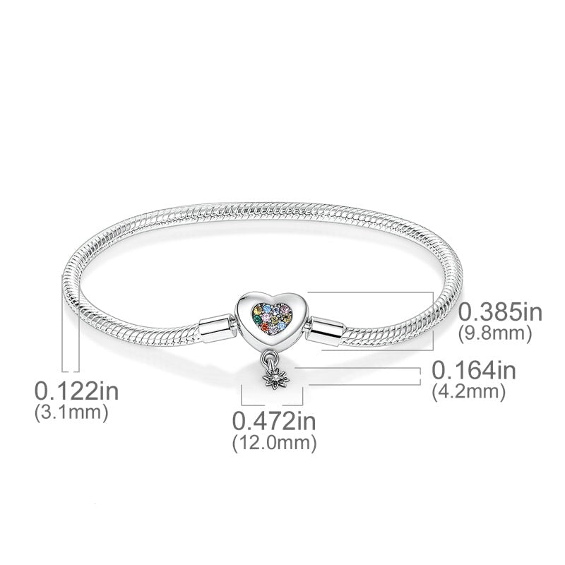 Bracelet pour charms cœur multicolore et petite fleur en argent - Korell charms