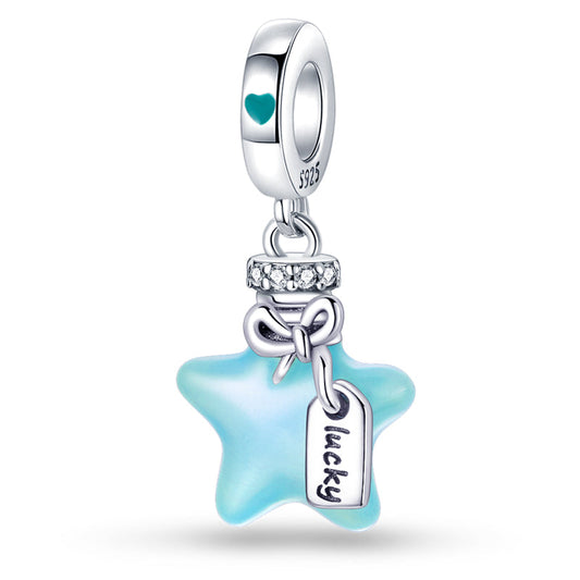 Charm pendentif étoile bleue en argent - lumineux - Korell charms