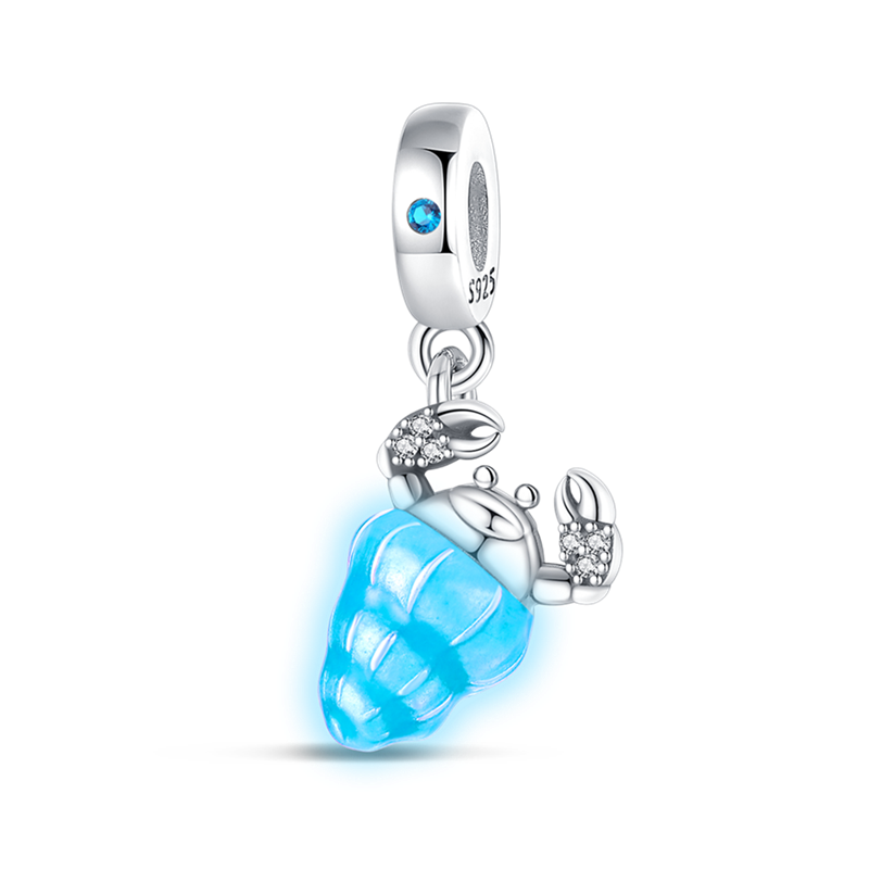 Charm pendentif bernard-l'ermite en argent - lumineux - Korell charms