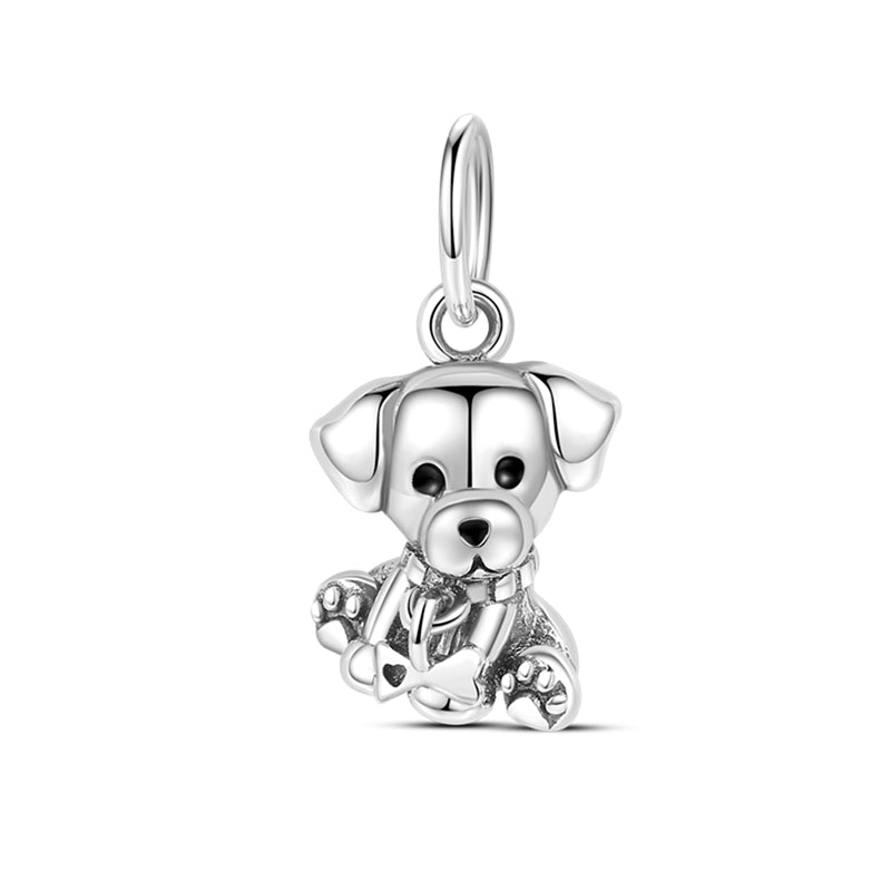 Charm pendentif chien labrador et os en argent - Korell charms