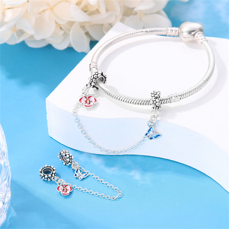 Charm chaine pensée et papillon en argent - Korell charms