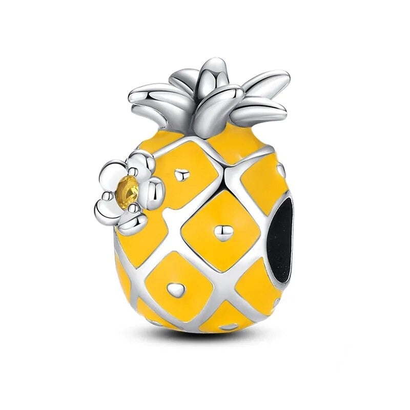 Charm ananas et fleur en argent Default Title - Korell charms