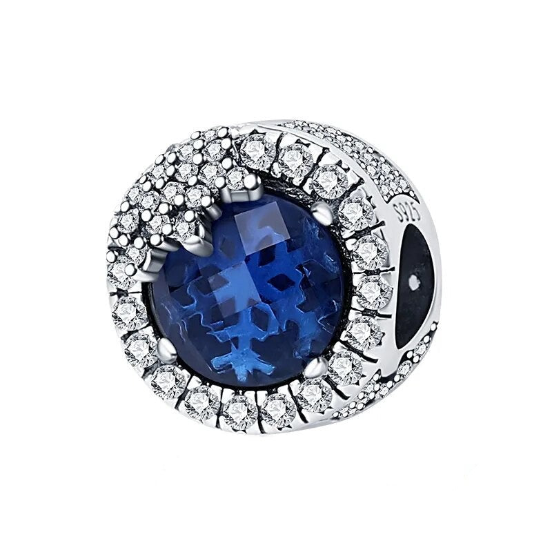 Charm rond flocon givré cristal bleu en argent Default Title - Korell charms