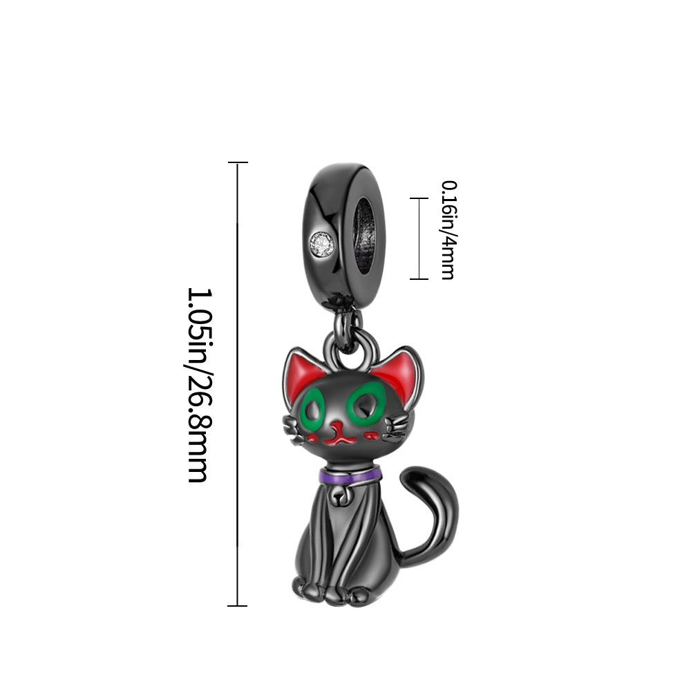 Charm pendentif chat noir en argent - Korell charms