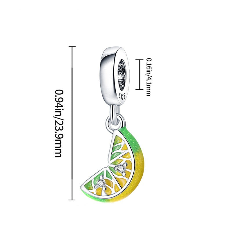 Charm pendentif fruit tranche de citron en argent - Korell charms