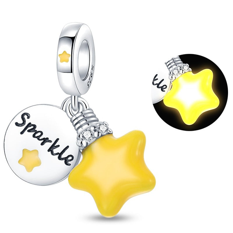 Charm pendentif étoile jaune en argent - lumineux Default Title - Korell charms