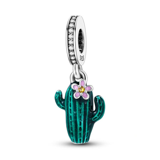 Charm pendentif cactus et fleur en argent Default Title - Korell charms