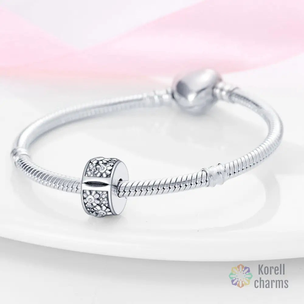 Charm séparateur à clip petites fleurs en argent - Korell charms