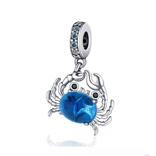 Charm pendentif crabe bleu en argent - Korell charms