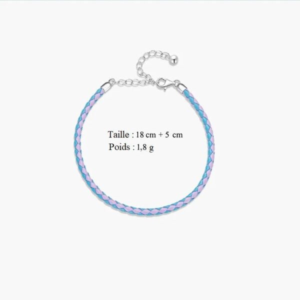 Bracelet Prestige en cuir tressé réglable en argent plaqué platine - Korell charms