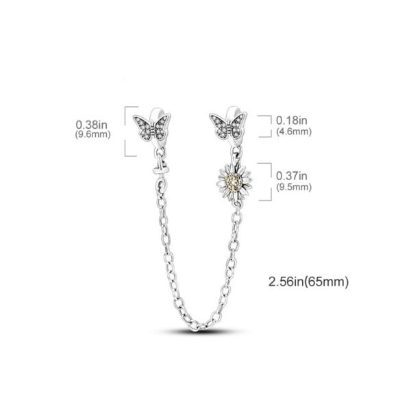 Charm chaine papillons et marguerite en argent - Korell charms