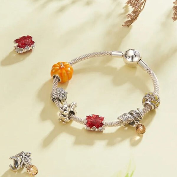 Charm feuilles d'érable rouges en argent - Korell charms