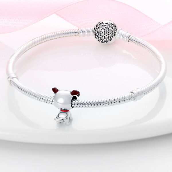 Charm chien œil marron en argent - Korell charms