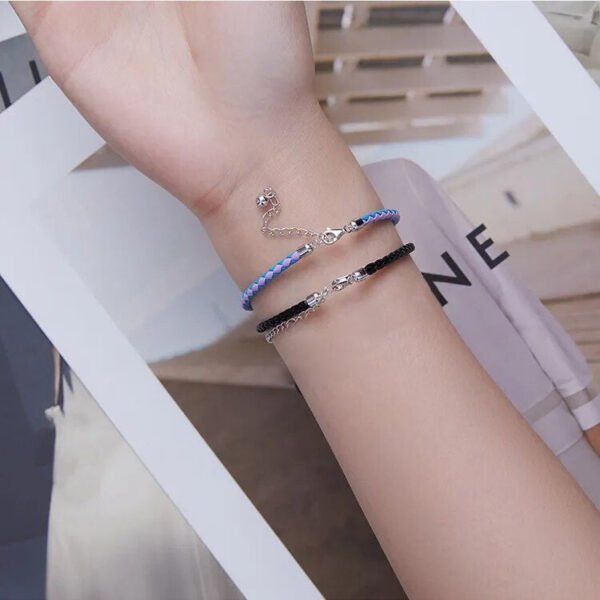 Bracelet Prestige en cuir tressé réglable en argent plaqué platine - Korell charms
