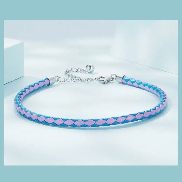 Bracelet Prestige en cuir tressé réglable en argent plaqué platine - Korell charms
